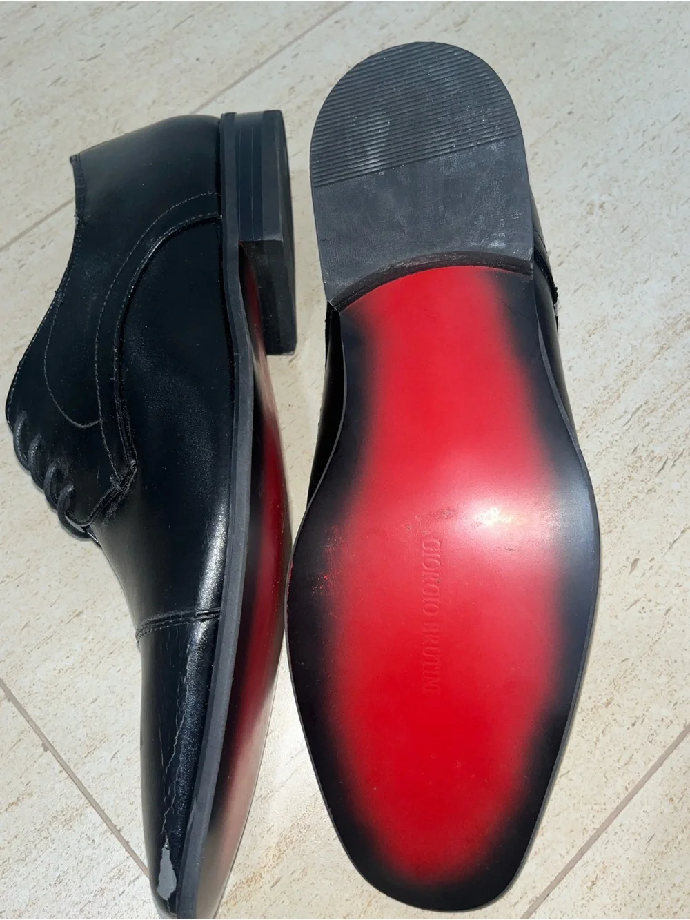 Giorgio Brutini Black Cap-Toe Leather Oxfords RARE Red Bottom Men’s Size 13